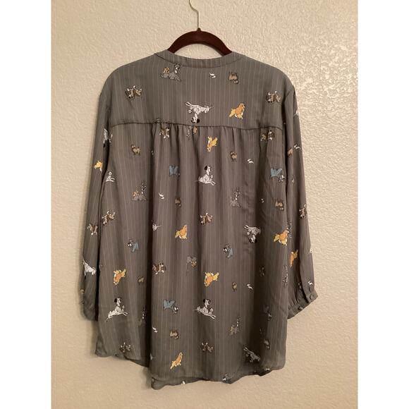 NWOT Torrid Disney Dogs Peasant Blouse - Stripped Grey Plus Size 2 18/20 - Picture 4 of 9